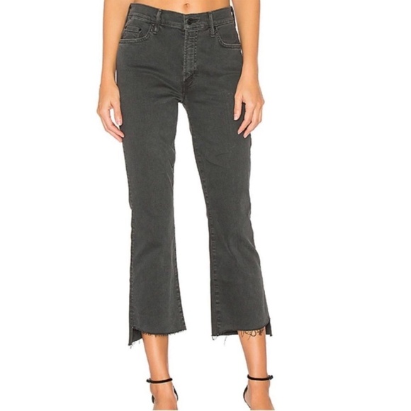 Mother Denim Insider Crop Step Fray Faded Black Size 29 - Picture 2 of 13